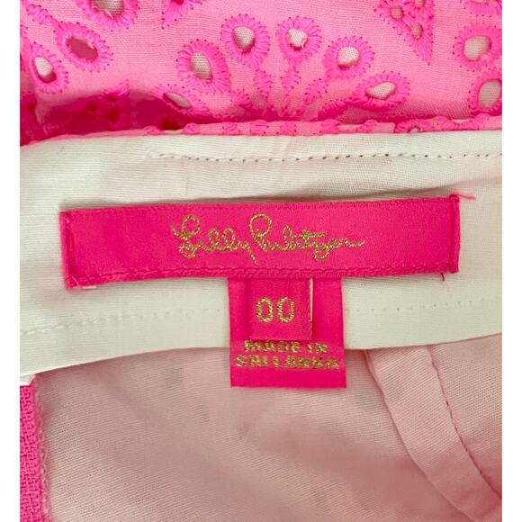 Lilly Pulitzer Faye Skort in Prosecco Pink Neon Geo Eyelet Size 00 Beachy Resort - Picture 7 of 11